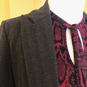 Fitted Tweed Herringbone Blazer XS